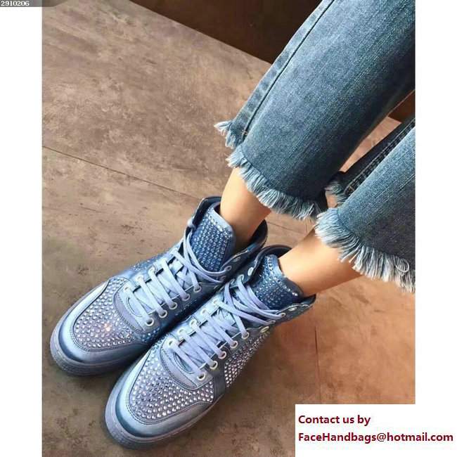 Gucci Crystal Embellished Sneakers Light Blue 2017