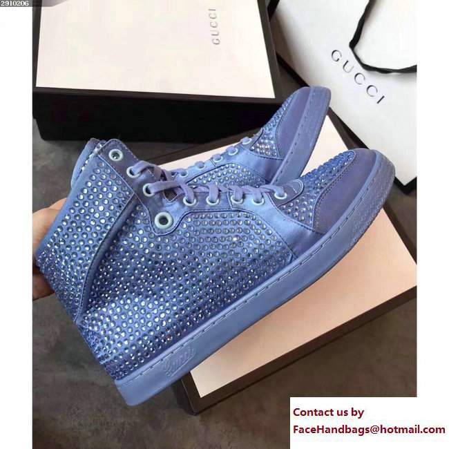 Gucci Crystal Embellished Sneakers Light Blue 2017