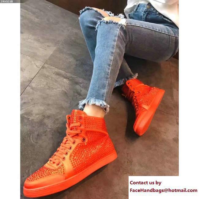 Gucci Crystal Embellished Sneakers Orange 2017 - Click Image to Close