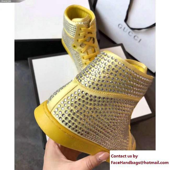 Gucci Crystal Embellished Sneakers Yellow 2017 - Click Image to Close