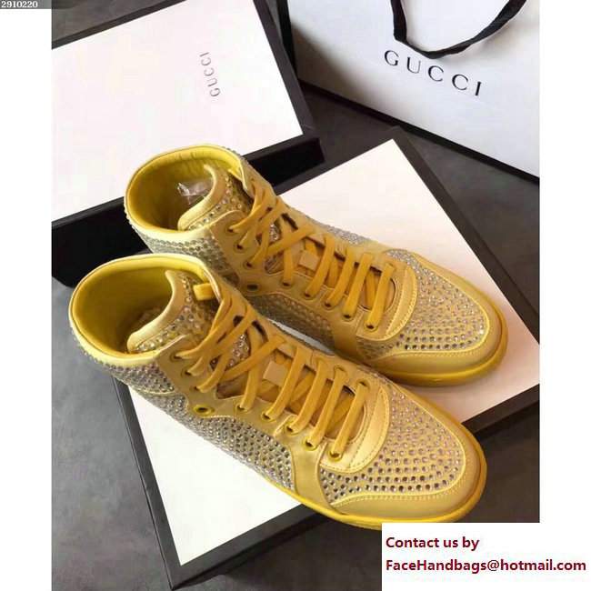 Gucci Crystal Embellished Sneakers Yellow 2017 - Click Image to Close