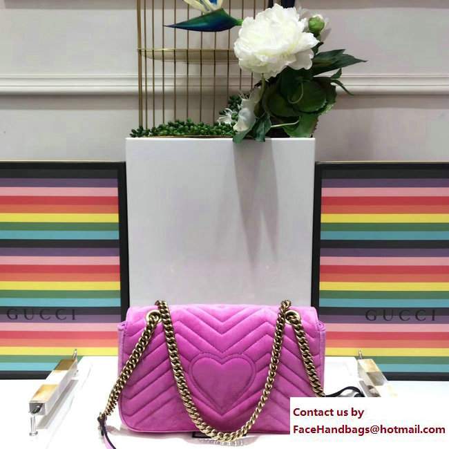 Gucci Crystals GG Marmont Velvet Small Chain Shoulder Bag 443497 Pink 2017 - Click Image to Close
