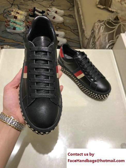 Gucci Crystals Platform Web Ace Sneakers 505995 Black 2017 - Click Image to Close