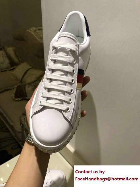 Gucci Crystals Platform Web Ace Sneakers 505995 White 2017 - Click Image to Close