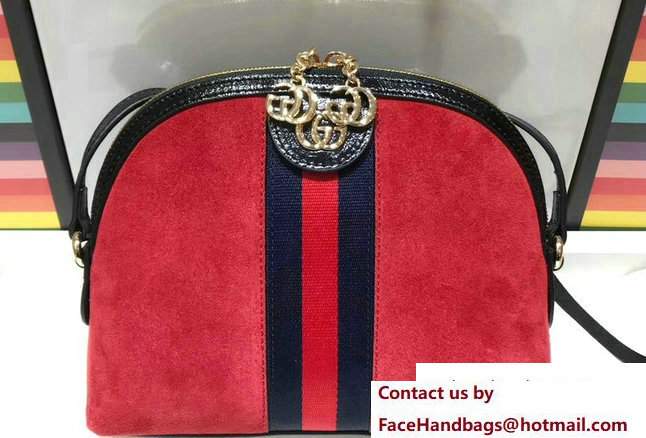 Gucci Domed Shape Ophidia GG Small Shoulder Bag 499621 Suede Red 2017 - Click Image to Close