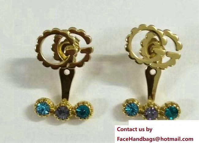 Gucci Double G Earrings With Multicolor Stones - Click Image to Close