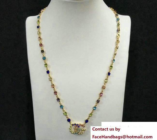 Gucci Double G Necklace With Multicolor Stones 481646