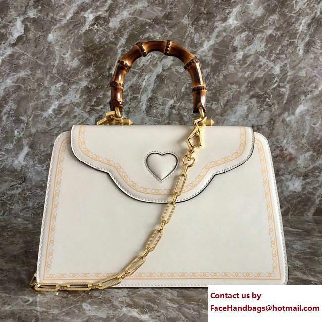 Gucci Frame Print Glossy Leather Top Handle Bag 495881 White 2017 - Click Image to Close