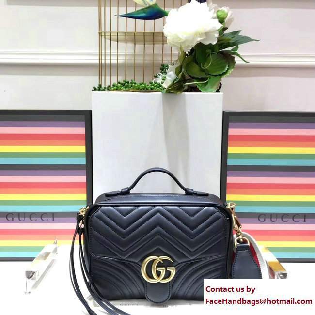 Gucci GG Marmont Matelasse Chevron Small Shoulder Bag 498100 Black 2017