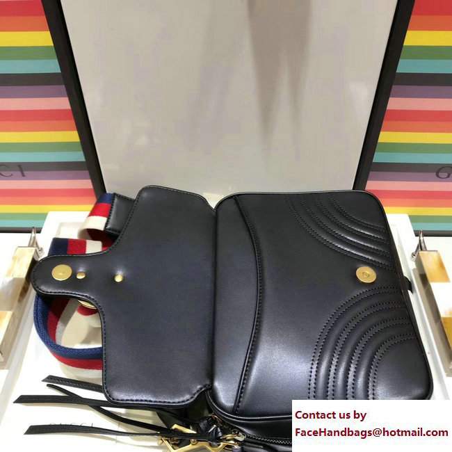 Gucci GG Marmont Matelasse Chevron Small Shoulder Bag 498100 Black 2017 - Click Image to Close