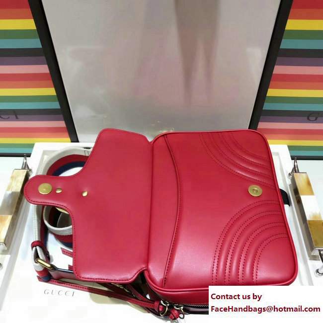 Gucci GG Marmont Matelasse Chevron Small Shoulder Bag 498100 Red 2017
