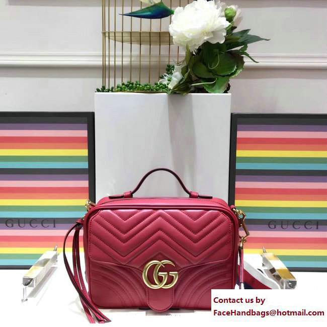 Gucci GG Marmont Matelasse Chevron Small Shoulder Bag 498100 Red 2017 - Click Image to Close