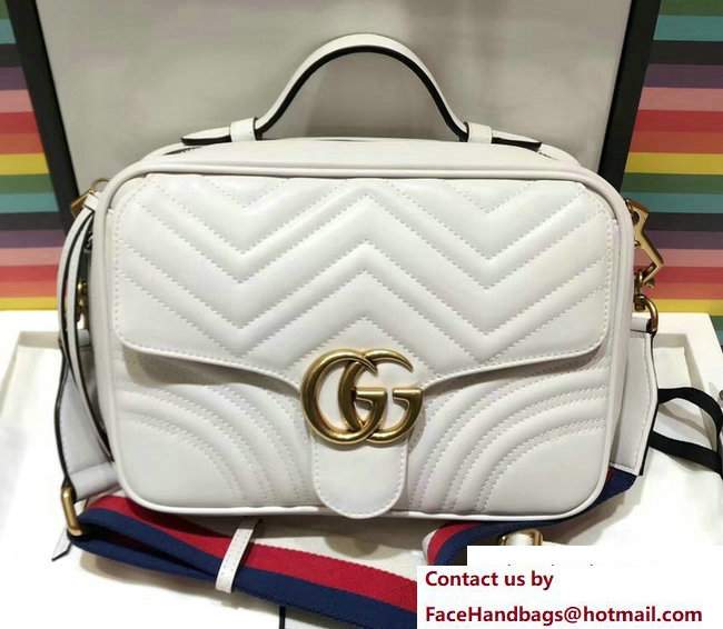 Gucci GG Marmont Matelasse Chevron Small Shoulder Bag 498100 White 2017 - Click Image to Close