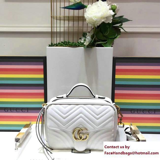 Gucci GG Marmont Matelasse Chevron Small Shoulder Bag 498100 White 2017