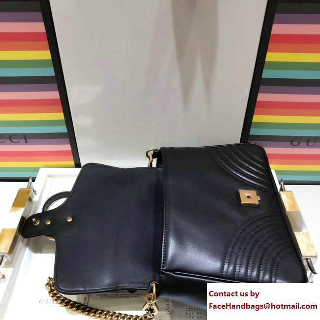 Gucci GG Marmont Matelasse Chevron Small Top Handle Bag 498110 Black 2017