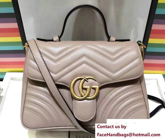 Gucci GG Marmont Matelasse Chevron Small Top Handle Bag 498110 Nude 2017