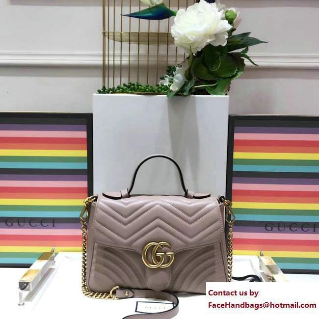 Gucci GG Marmont Matelasse Chevron Small Top Handle Bag 498110 Nude 2017