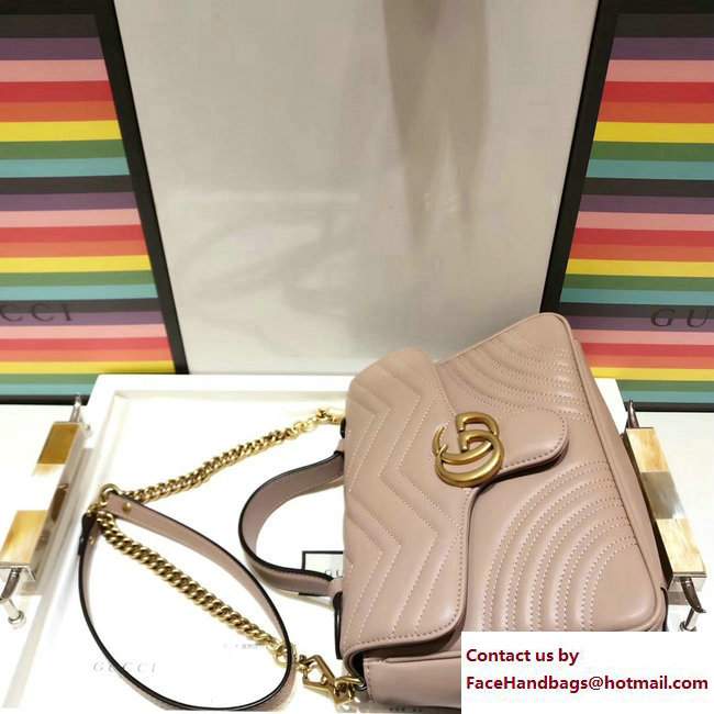 Gucci GG Marmont Matelasse Chevron Small Top Handle Bag 498110 Nude 2017 - Click Image to Close