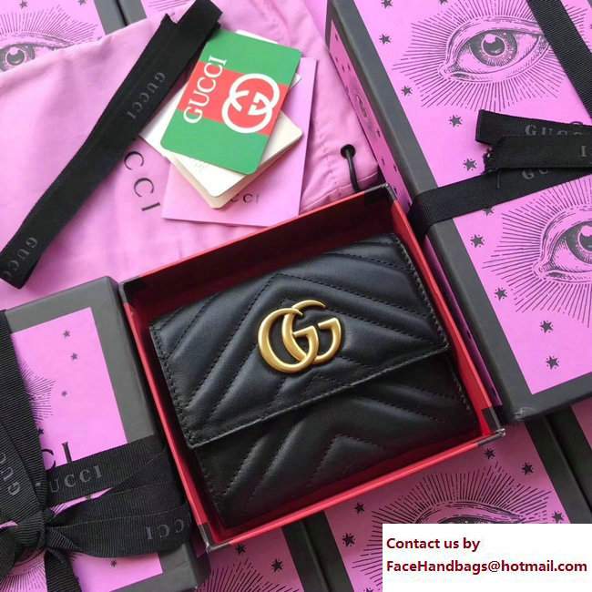 Gucci GG Marmont Matelasse Chevron Wallet 474802 Black 2017 - Click Image to Close