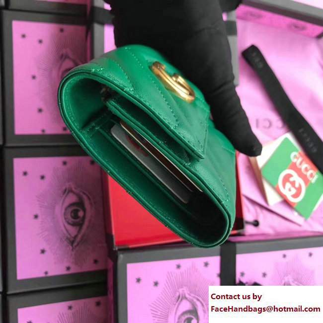 Gucci GG Marmont Matelasse Chevron Wallet 474802 Green 2017 - Click Image to Close