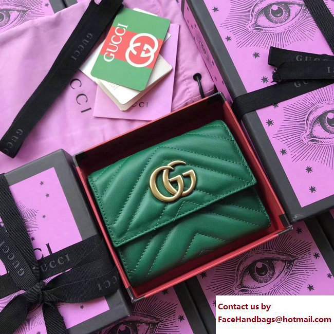 Gucci GG Marmont Matelasse Chevron Wallet 474802 Green 2017