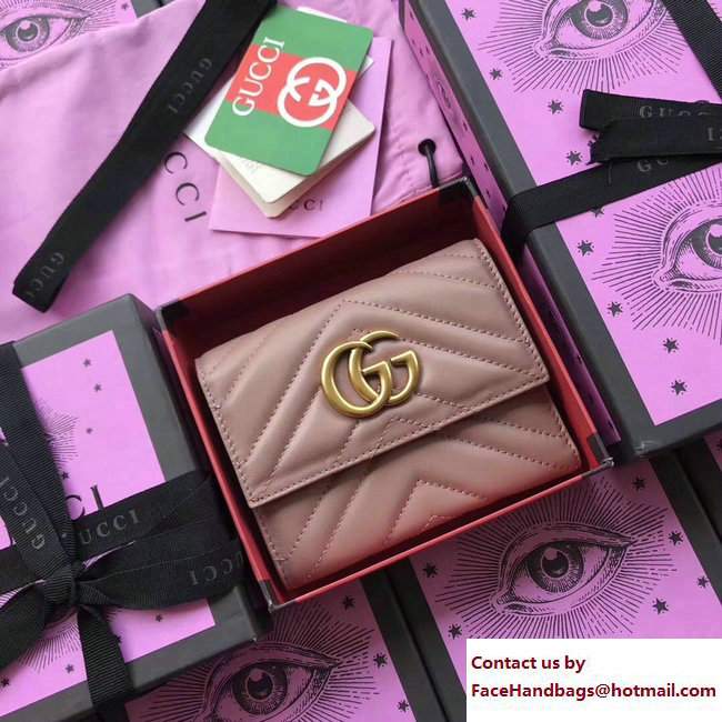 Gucci GG Marmont Matelasse Chevron Wallet 474802 Nude 2017 - Click Image to Close
