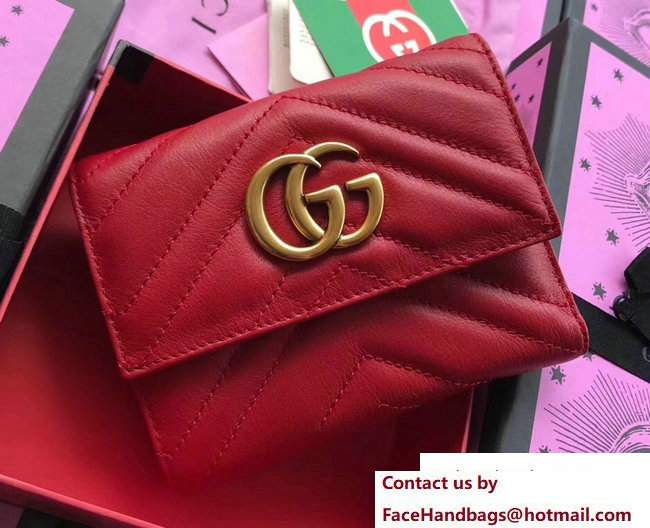 Gucci GG Marmont Matelasse Chevron Wallet 474802 Red 2017 - Click Image to Close
