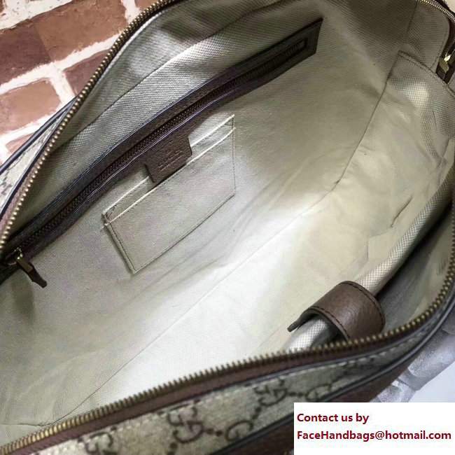 Gucci GG Supreme Briefcase Bag With Web 484663 Brown 2017