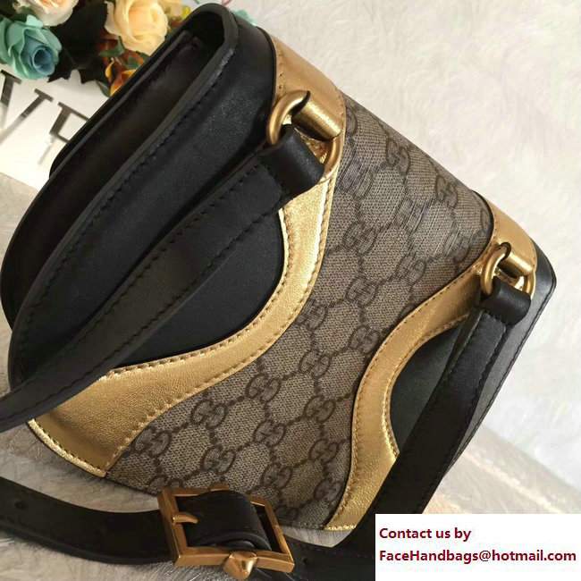 Gucci GG Supreme and Leather Osiride Small Shoulder Bag 500781 Black/Gold 2018