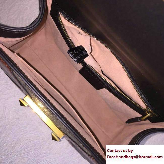 Gucci GG Supreme and Leather Osiride Small Top Handle Bag 497996 Black/Snake 2018 - Click Image to Close