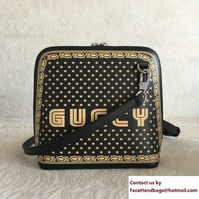 Gucci Guccy Printed Crossbody Bag 501122 Black Spring 2018 - Click Image to Close