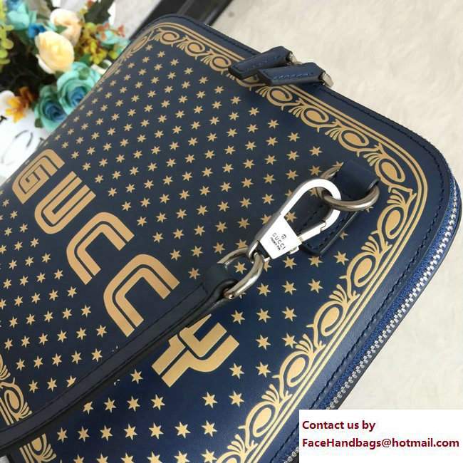 Gucci Guccy Printed Crossbody Bag 501122 Blue Spring 2018 - Click Image to Close