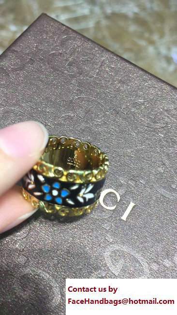 Gucci Icon Ring In Yellow Gold With Enamel 479370 - Click Image to Close