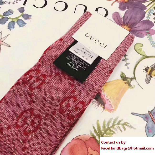 Gucci Interlocking G Cotton Socks Pink 2018 - Click Image to Close