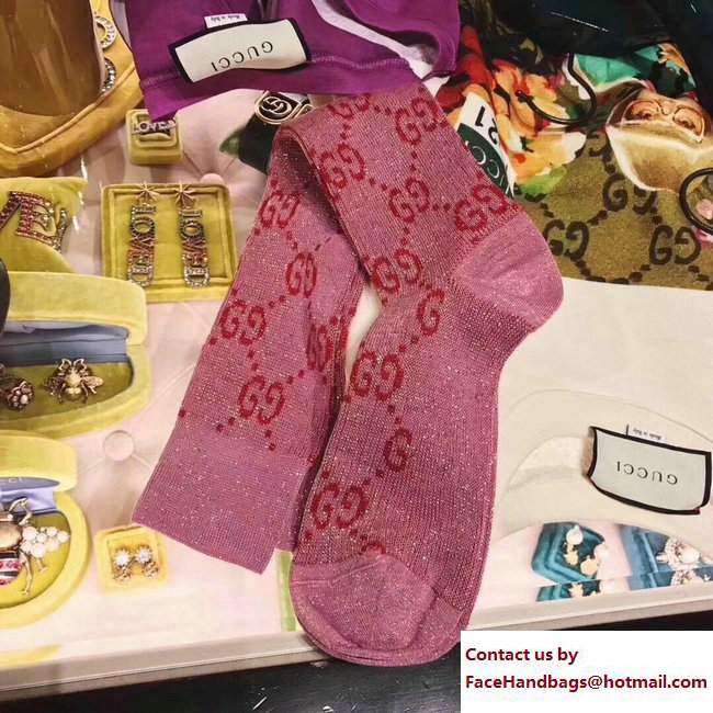 Gucci Interlocking G Cotton Socks Pink 2018 - Click Image to Close