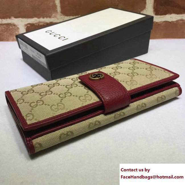 Gucci Interlocking G Miss GG Continental Wallet 337335 Dark Red - Click Image to Close
