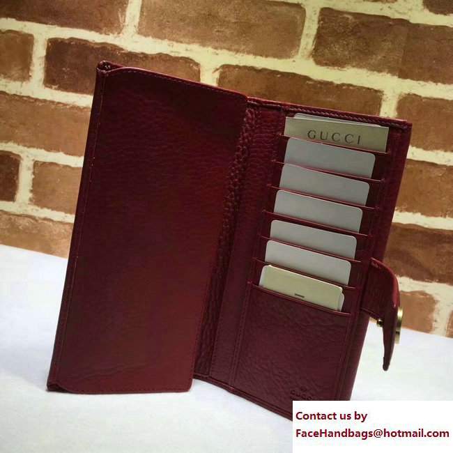 Gucci Interlocking G Miss GG Continental Wallet 337335 Leather Dark Red