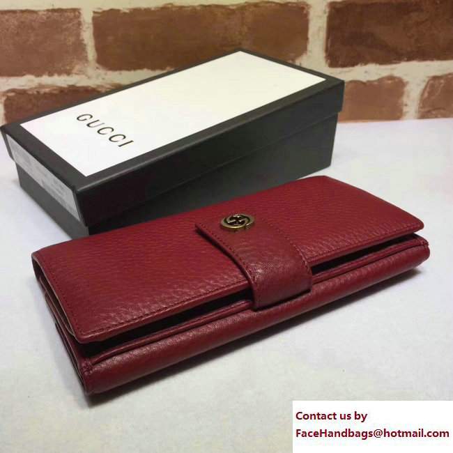 Gucci Interlocking G Miss GG Continental Wallet 337335 Leather Dark Red