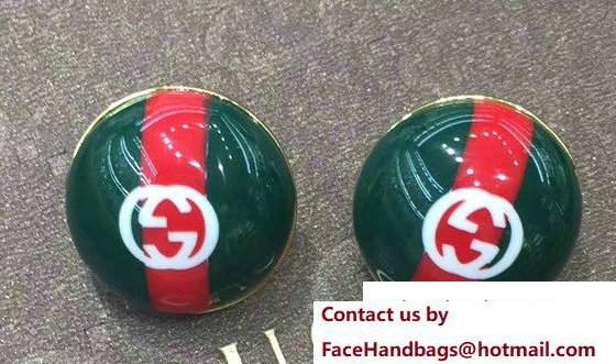 Gucci Interlocking G Web Studs Earrings 479987 Green/Red - Click Image to Close