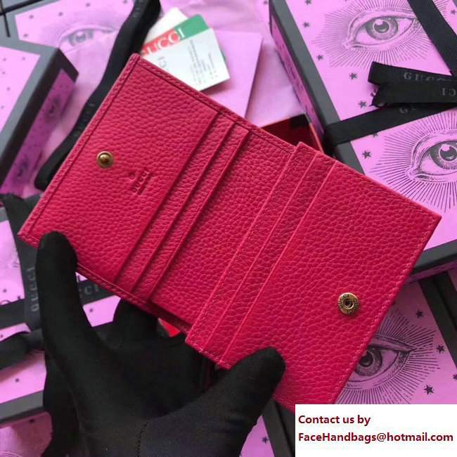 Gucci Leather Card Case With Butterfly 499361 Red 2018 - Click Image to Close