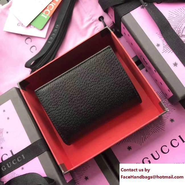 Gucci Leather Card Case With Double G And Crystals 499783 Black 2018 - Click Image to Close