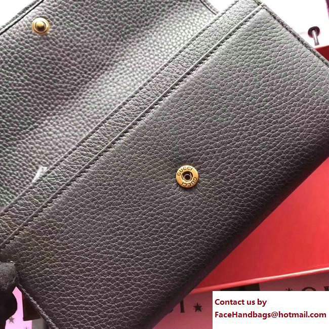Gucci Leather Continental Wallet With Butterfly 499359 Black 2018 - Click Image to Close