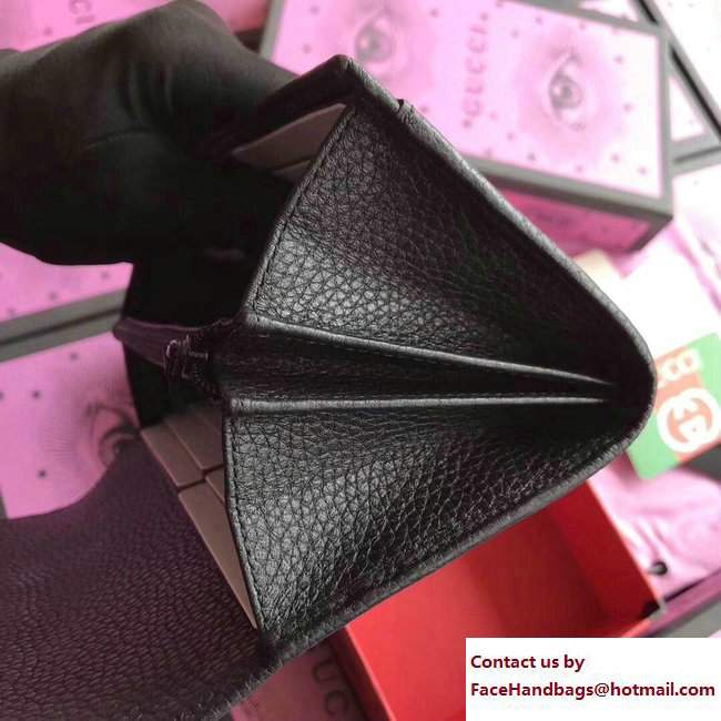 Gucci Leather Continental Wallet With Butterfly 499359 Black 2018 - Click Image to Close