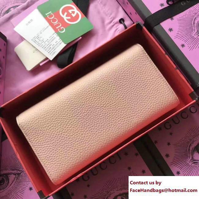 Gucci Leather Continental Wallet With Butterfly 499359 Light Pink 2018