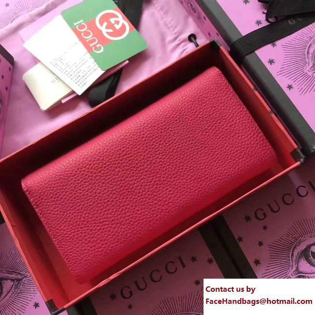 Gucci Leather Continental Wallet With Butterfly 499359 Red 2018