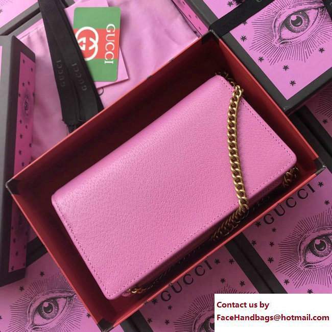 Gucci Leather Mini Chain Bag With Double G And Crystals 499782 Pink 2018
