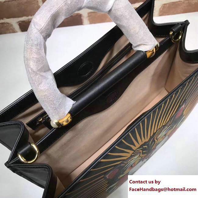 Gucci Nymphea Leather Top Handle Medium Bag 453764 Tiger 2017
