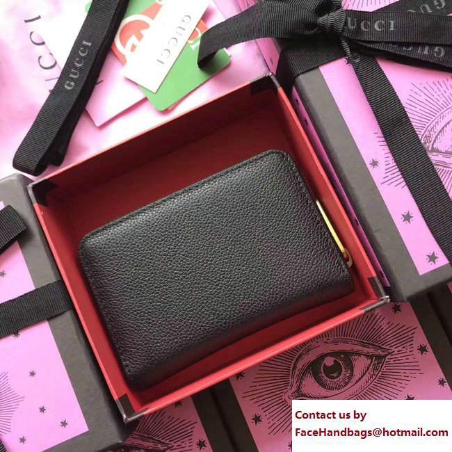 Gucci Print Leather Vintage Logo Zip Around Card Case 496319 Black 2017