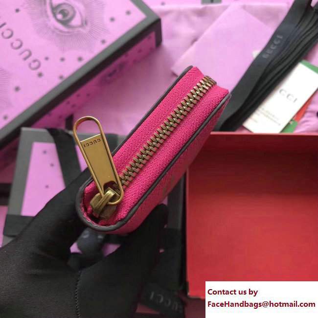 Gucci Print Leather Vintage Logo Zip Around Card Case 496319 Pink 2017