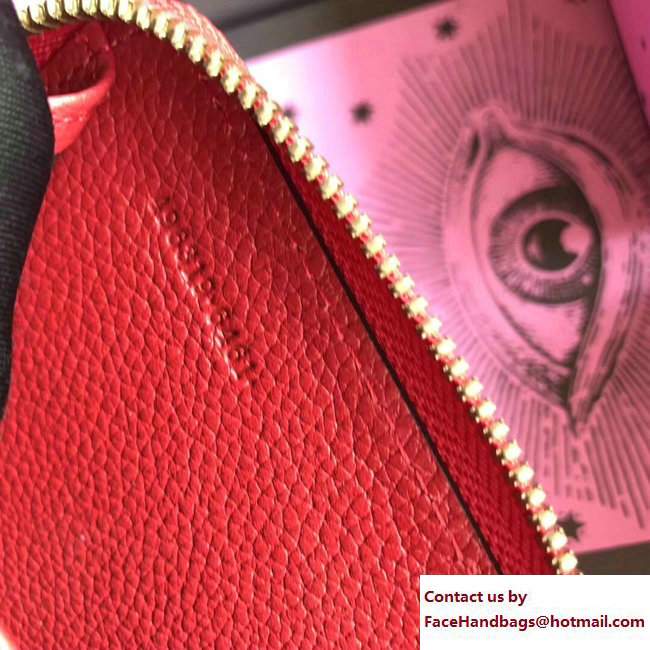 Gucci Print Leather Vintage Logo Zip Around Card Case 496319 Red 2017